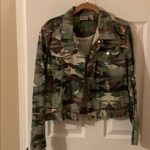 Chico’s camouflage jacket. Size 1 (medium).